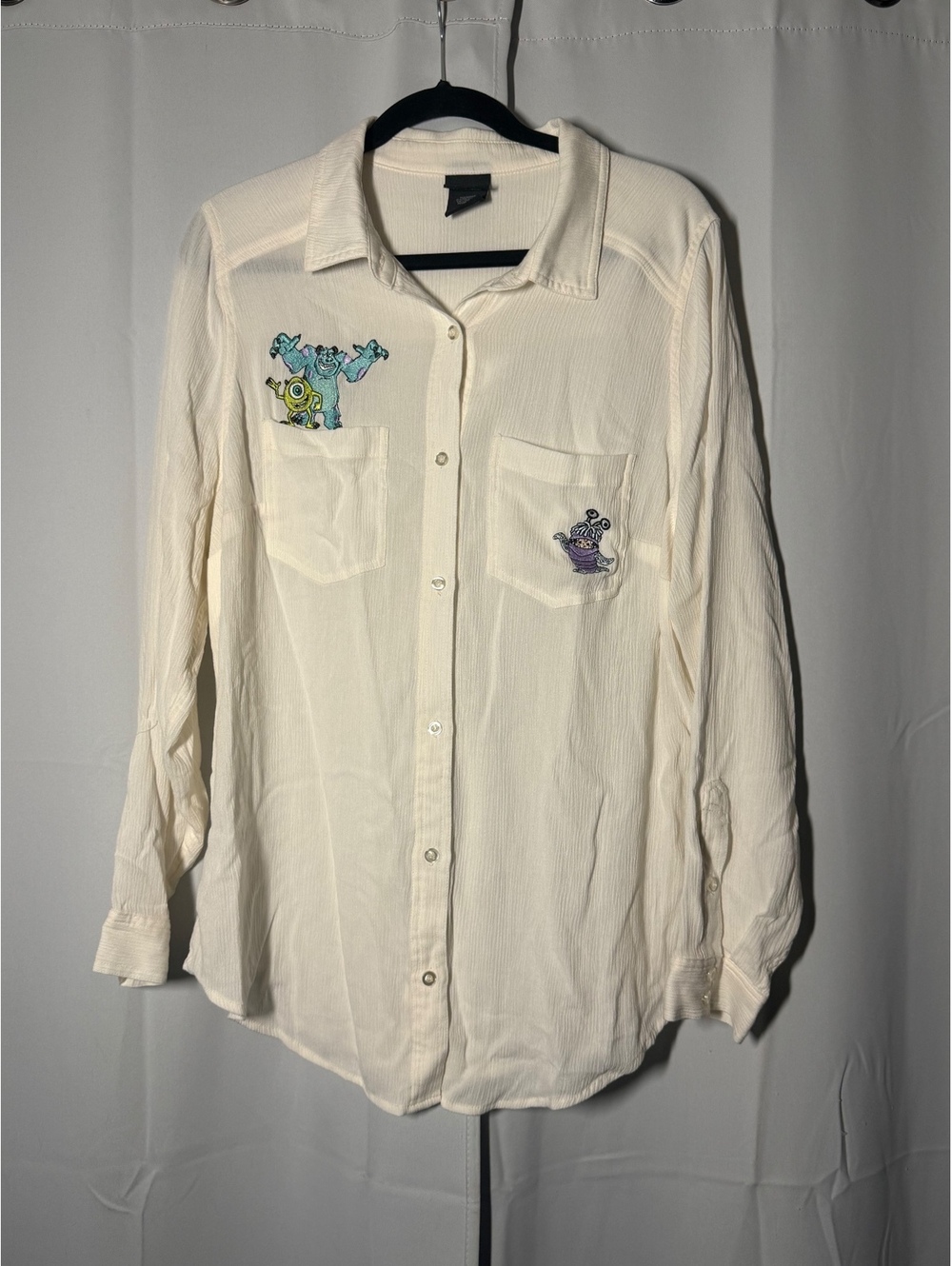 Disney Pixar Monsters Inc. Embroidered Button-Up Shirt for Women Size 1